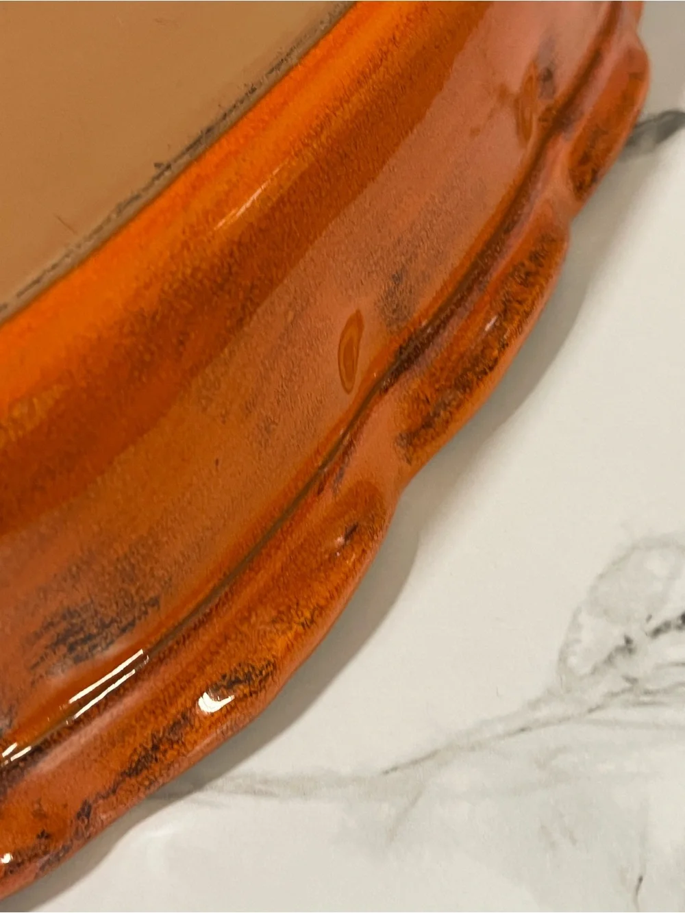 De Silva Italian Bright Orange Glazed Ceramic Serving Dish